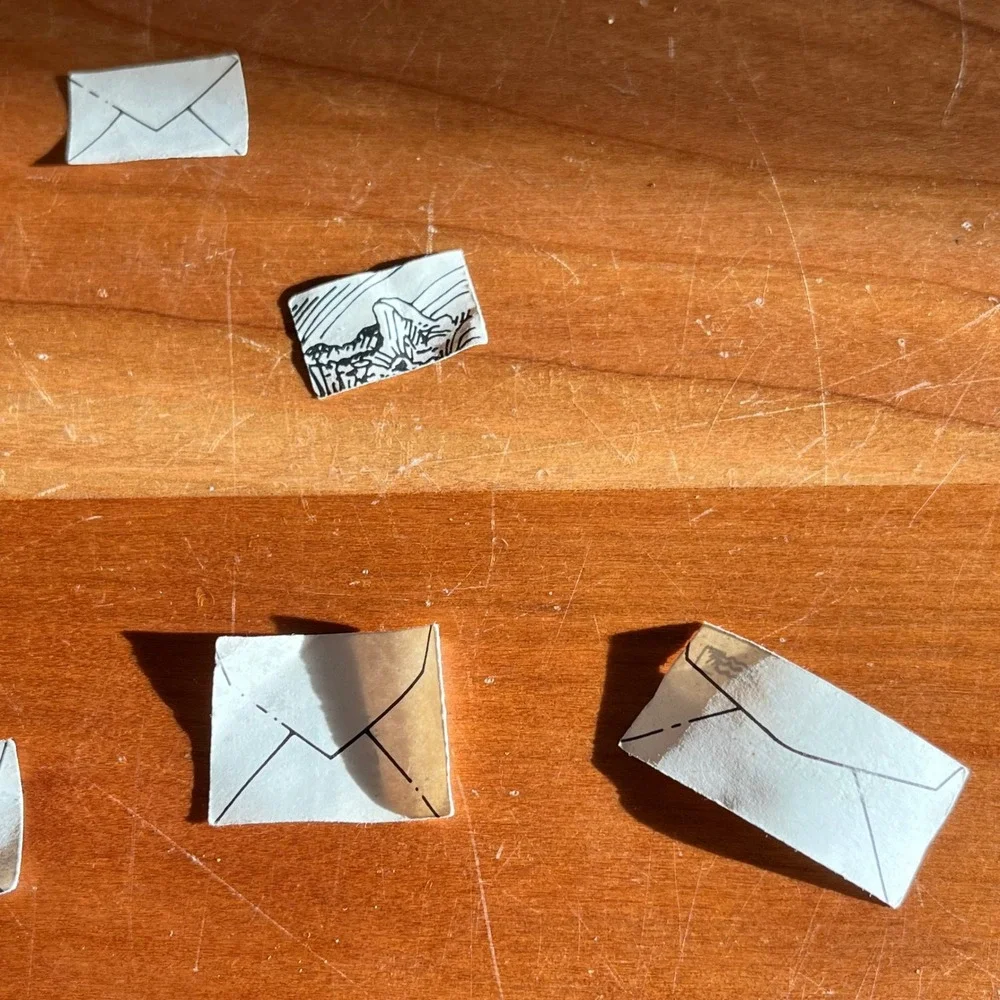 Vintage 80s Barbie Doll Accessories Miniature Mail Envelopes and Pink Pencil Set